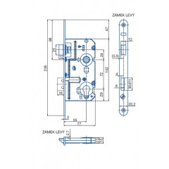 Zamok V7672/55/20mm L   HOBES K221